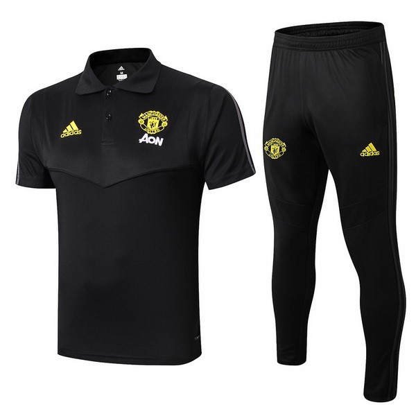 Replicas Polo Manchester United Conjunto Completo 2019/20 Negro Amarillo